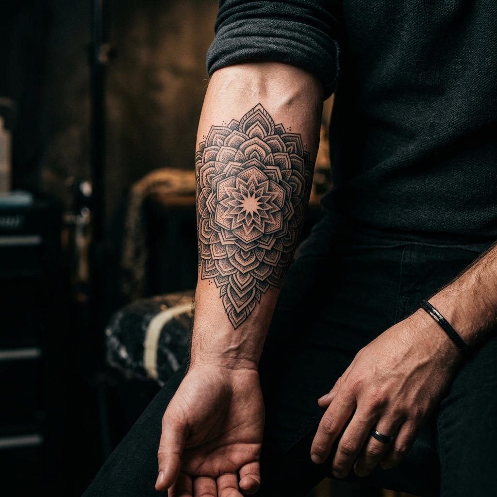 Geometric mandala tattoo